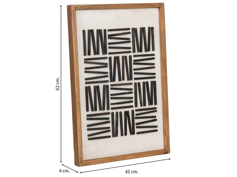  Tableau artisanal en bois recyclé relief noir et blanc 42x4x62 cm h  - Conforama C
