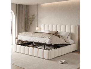 Lit coffre 180x200 cm <strong>MERAX</strong>  <strong></strong> coloris beige