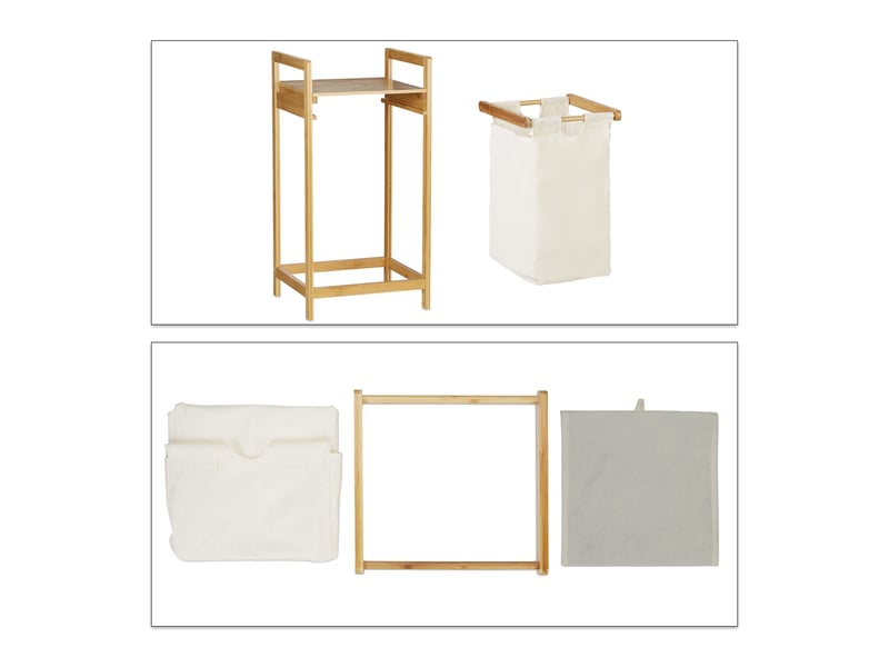  Panier à linge en bambou naturel 30 l avec sac amovible design décoratif salle de bain chambre 13_0007556  - Conforama C