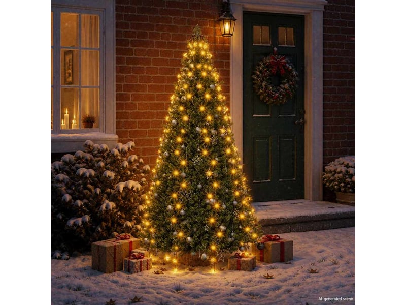  Guirlande lumineuse d'arbre de noël avec 210 led 210 cm  - Conforama C
