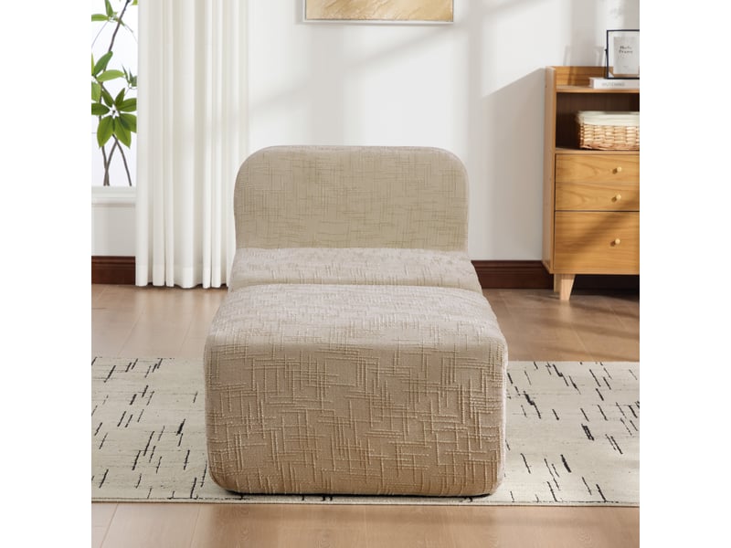  Canapé modulable, canapé de salon, en tissu chenille, kaki clair, mousse haute densité, base antidérapante  - Conforama R