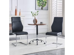 Chaises de salle à manger 2 pièces, motif losange noir, dossier haut + assise rembourrée, cadre métal argenté, antidérapant et résistant, idéal pour restaurant