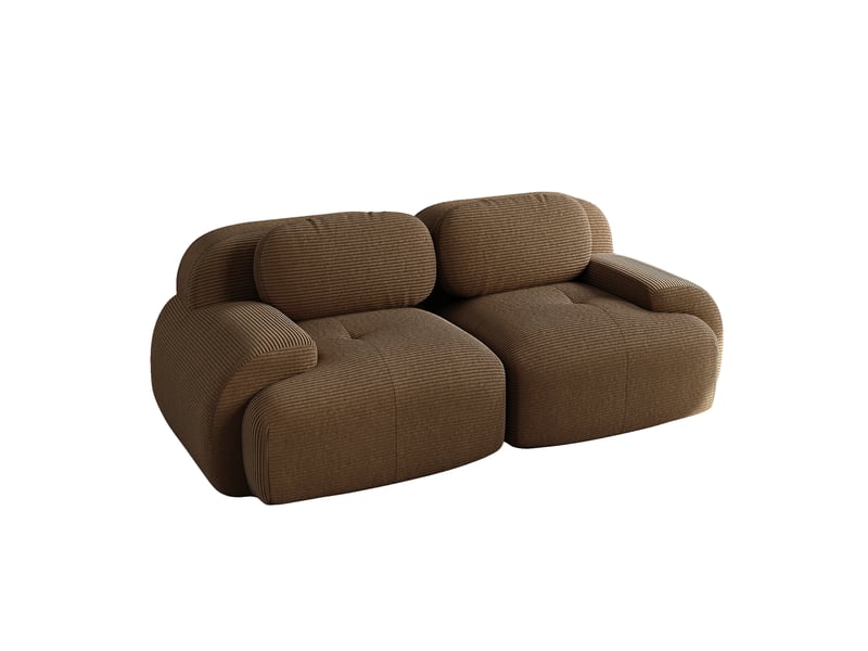  Canapé modulable, canapé 2 places, en velours tricoté, marron, base antidérapante, forme incurvée, sans structure  - Conforama E