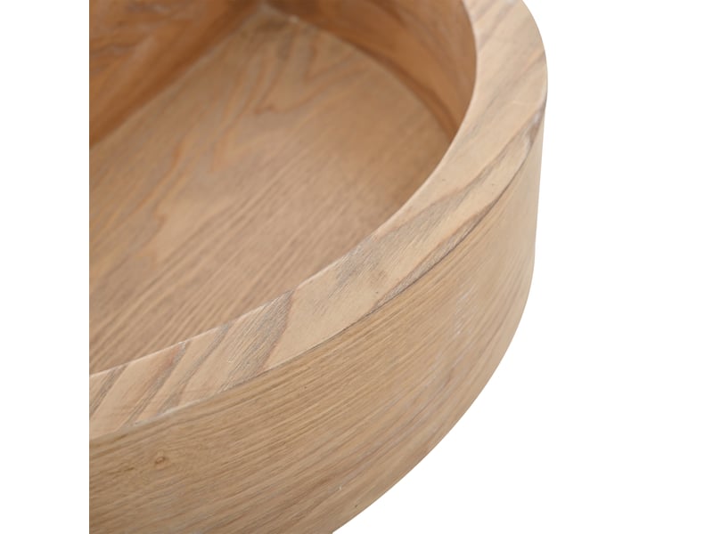 Table basse ronde pivotante 360° avec rangement pour salon en mdf 60×60×35,1 cm blanc naturel - Conforama D