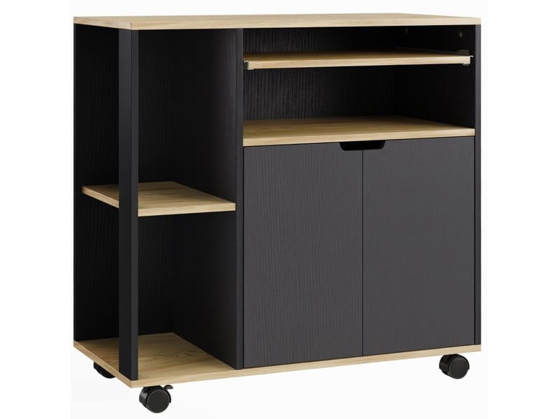  Desserte de cuisine 80 x 40 x 82 cm – noire – rangement réglable, plateau de travail et roulettes freinées  - Conforama A