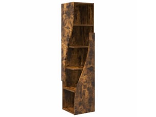 Meuble d'angle, meuble de rangement salon 32x32x140cm bois d'ingénierie chêne fumé