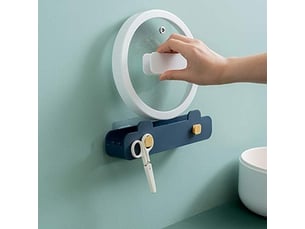 1 organisateur de cuisine bleu, porte-couvercle de casserole en plastique, porte-cuillère, étagère de cuisson, accessoire de cuisine