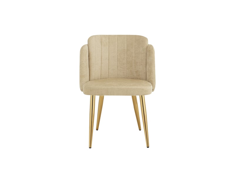 Lot de 4 chaises de salle à manger, dossier courbé, moderne, métal, polyester, couleur marron - Conforama D