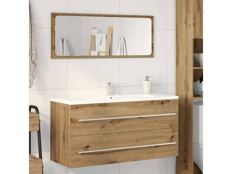 Meuble sous-vasque salle de bain en chêne massif 100x38.5x48cm bois d'ingénierie  - Conforama B