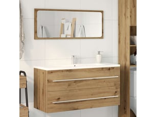 Meuble sous-vasque salle de bain en chêne massif 100x38.5x48cm bois d'ingénierie