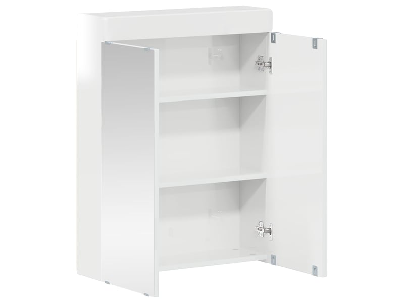  Amoire de salle de bain avec miroir, cabinet de salle de bain tulum blanc brillant cf64960  - Conforama E