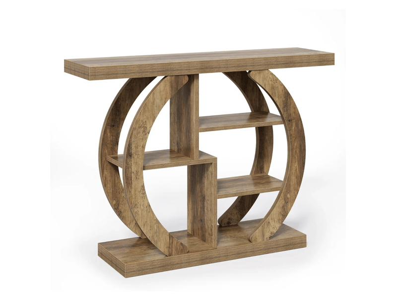  Console avec 4 étagères de rangement, format compact, style campagne, pour entrée et salon, en bois, marron  - Conforama A
