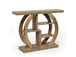 Console avec 4 étagères de rangement, format compact, style campagne, pour entrée et salon, en bois, marron