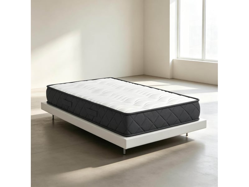  Matelas une place 90x190 cm blanc et gris, polyester et mousse à mémoire de forme, épaisseur 20 cm  - Conforama C