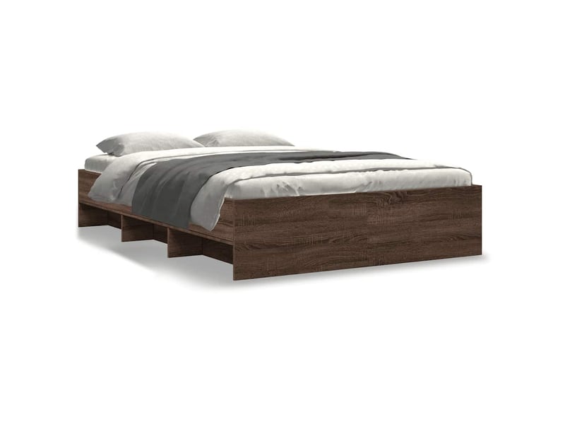  Lit double- lit adulte -  cadre de lit sans matelas chêne marron 140x200 cm  - Conforama A