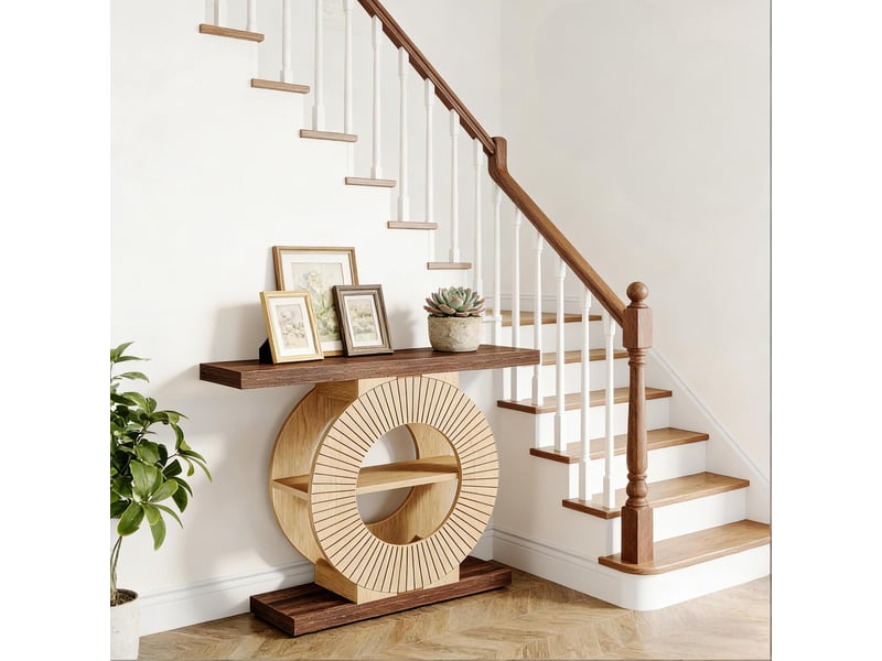  Console d’entrée en bois marron 100x29,5x79,5 cm avec étagères  - Conforama D