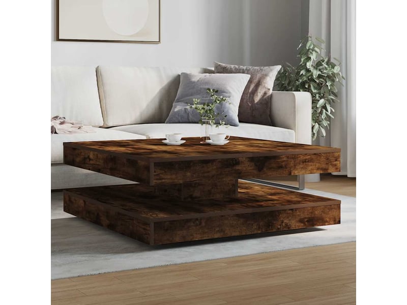  Table basse | table de salon rotative à 360 degrés chêne fumé 90x90x34,5 cm  - Conforama C
