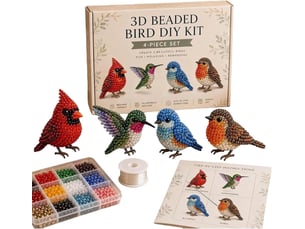 Kit diy animaux 3d en perles, 4 modèles de broderie avec oiseaux et animaux, loisirs créatifs pour adultes débutants, oiseaux de jardin