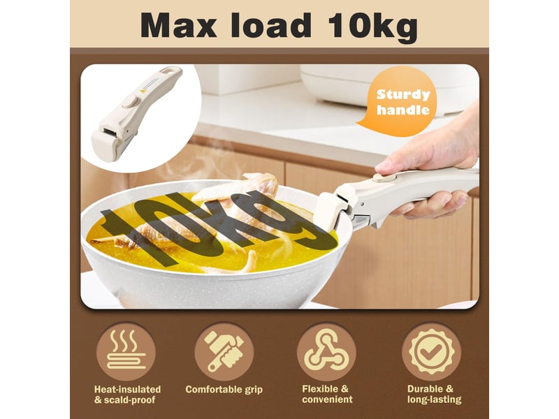  Poignée casserole amovible universelle manche détachable résistant 250 °c remplacement ergonomique poignée antidérapante pour poêle à frire  - Conforama E