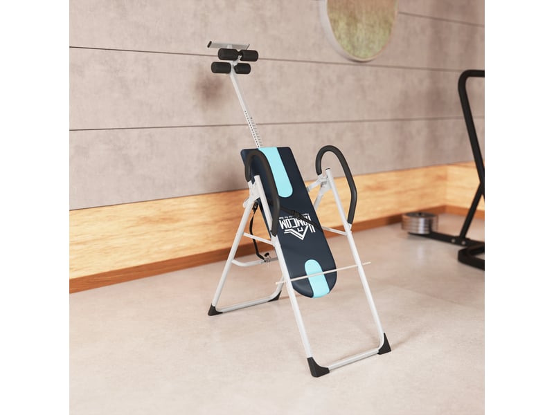  Table d'inversion de musculation pliable ceinture de sécurité réglable acier coloris argent noir  - Conforama D