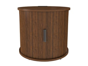 Table de chevet cylindrique avec prise et 2 usb mdf coloris noyer 60x60x60 cm