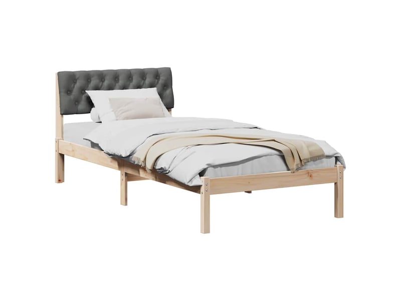  Lit simple- lit adulte -  cadre de lit avec tête de lit marron et gris foncé 90 x 200 cm  - Conforama B