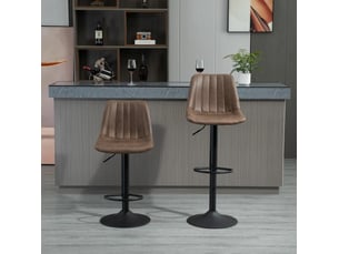 Lot de 2 tabourets de bar réglables en hauteur 43x46,5x89-110 cm structure métal finition polyester marron