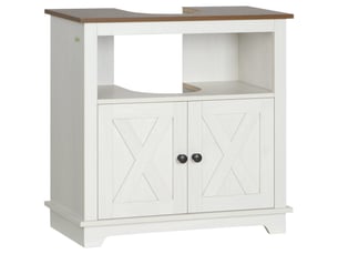 Meuble sous-lavabo avec placard à 2 portes et étagère ouverte, panneaux de particules, 60 x 30 x 60 cm