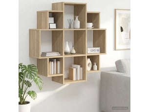 Étagère murale, étagère suspendue chêne sonoma 90 x 25 x 90 cm bois d'ingénierie cf42206