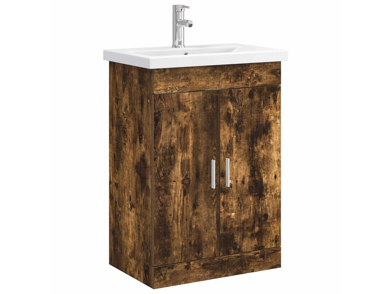  Ensemble de mobilier de salle de bain chêne fumé shl458  - Conforama A