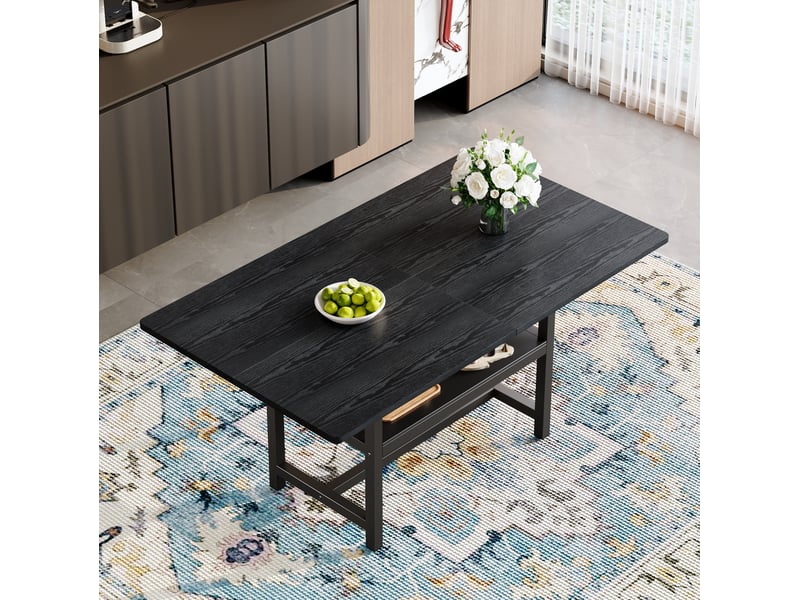 Table à manger rectangulaire, 160x90x76 cm, repas, salle à manger, pratique, plateau mdf, piètement métal, coloris noir - Conforama D