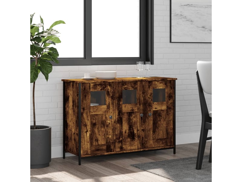  Buffet - bahut - meuble de rangement chêne fumé 100x35x70 cm bois d'ingénierie  - Conforama B