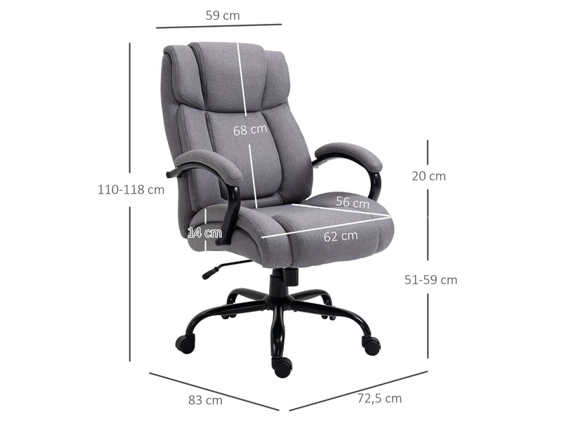  Chaise de bureau ergonomique gris clair à roulettes, hauteur réglable et fonction bascule, charge 220 kg  - Conforama C