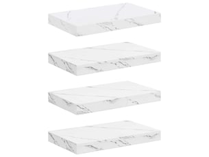 Lot de 4 étagères murales, étagères flottantes, étagères suspendues marbre blanc 40 x 23,5 x 3,8 cm cf41870