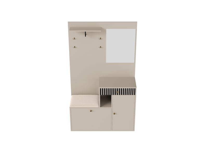  Vestiaire d'entrée avec miroir banc et tiroirs en mdf 110 x 37 x 185,5 cm GL4145M - Conforama A