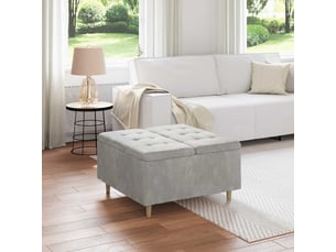 Ottoman, repose pied salon avec rangement gris clair 80x80x45 cm velours
