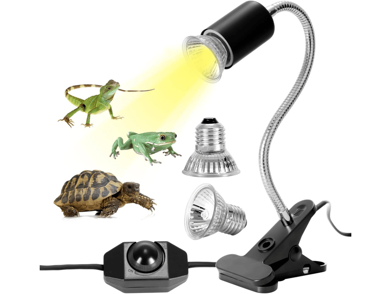 Kit de lampe chauffante pour reptiles uva uvb – ampoules de 25 w et 50 w – rotation de 360°, idéal pour les tortues, les lézards - Conforama A