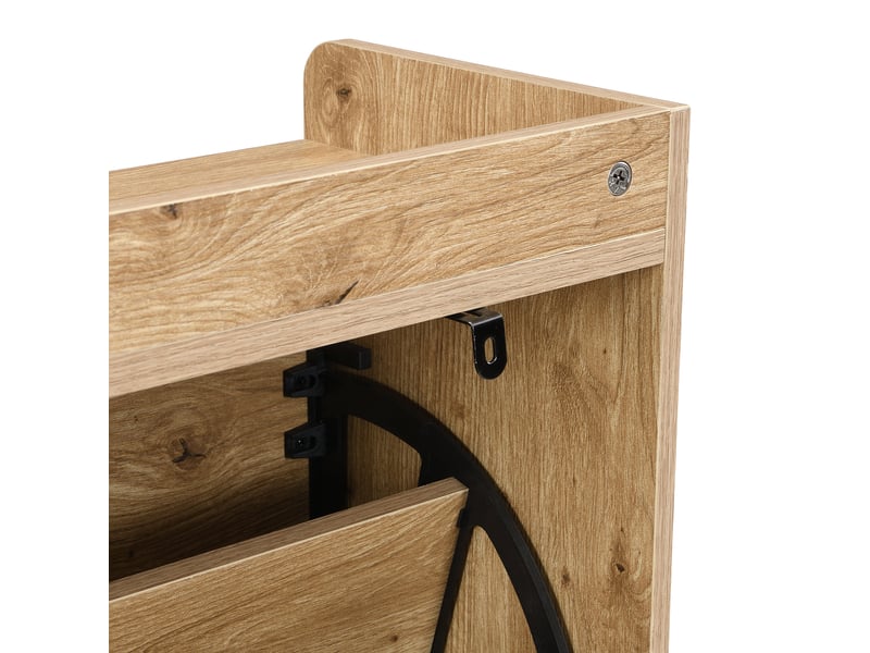  Meuble à chaussures 4 portes abattantes en mdf – décor bois et rotin – 108,5 x 24 x 100 cm  - Conforama E