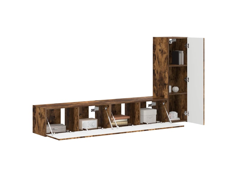  Ensemble meuble tv - banc tv - meuble de rangement 3 pcs chêne fumé bois d'ingénierie  - Conforama C