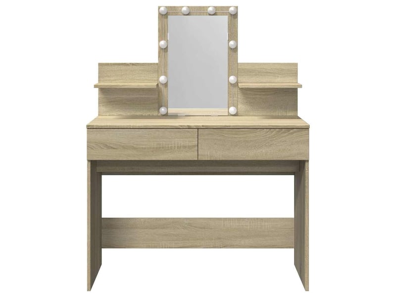  Coiffeuse, table de maquillage avec led chêne sonoma 100x40x130 cm shl88247  - Conforama E