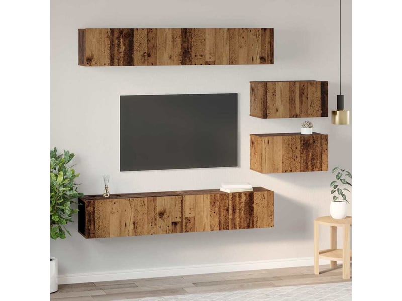 Ensemble meuble tv - banc tv - meuble de rangement 6 pcs bois ancien bois d'ingénierie - Conforama D
