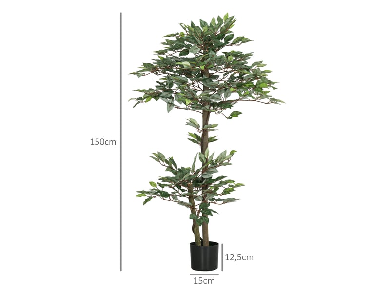  Arbre artificiel plante artificiel ficus hauteur 1,5 m tronc branches liane lichen feuilles grand réalisme pot inclus  - Conforama E