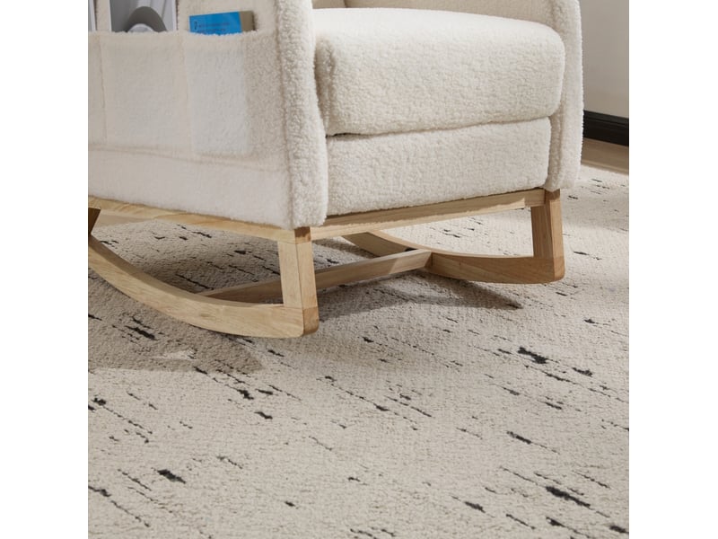 Fauteuil à bascule avec repose-pieds 75x63x104 cm en tissu bouclette blanc - Conforama E