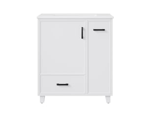 Meuble sous-vasque avec vasque céramique 1 porte 2 tiroirs blanc 76.5x47x82 cm