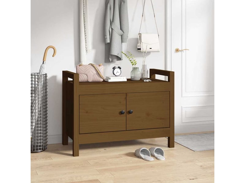  Banc d'entrée, banc interieur marron miel 80x40x60 cm bois de pin massif  - Conforama B