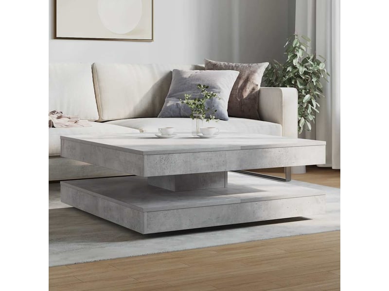  Table basse | table de salon rotative à 360 degrés gris béton 90x90x34,5 cm  - Conforama C