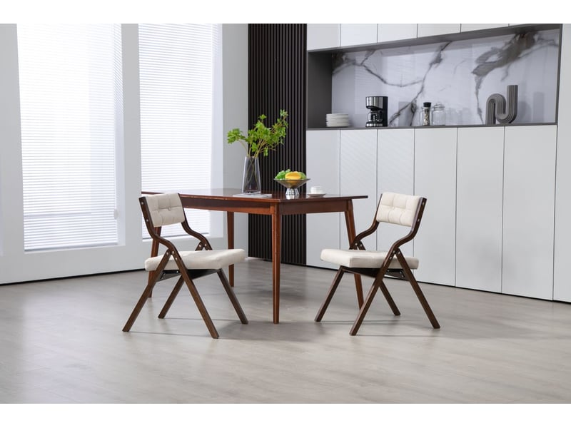 Chaise de salle à manger chaise repas pliable dossier rembourré bois portable déjà montées crème - Conforama B