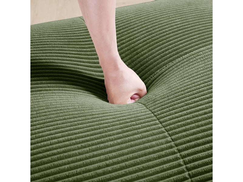  Canapé d'angle modulable en velours côtelé, vert, 208 x 178 x 70 cm Fay Lum - Conforama E