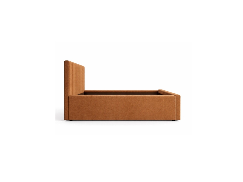  Lit eloria 160x200 camel bouclé avec tête de lit capitonnée et sommier inclus  - Conforama E