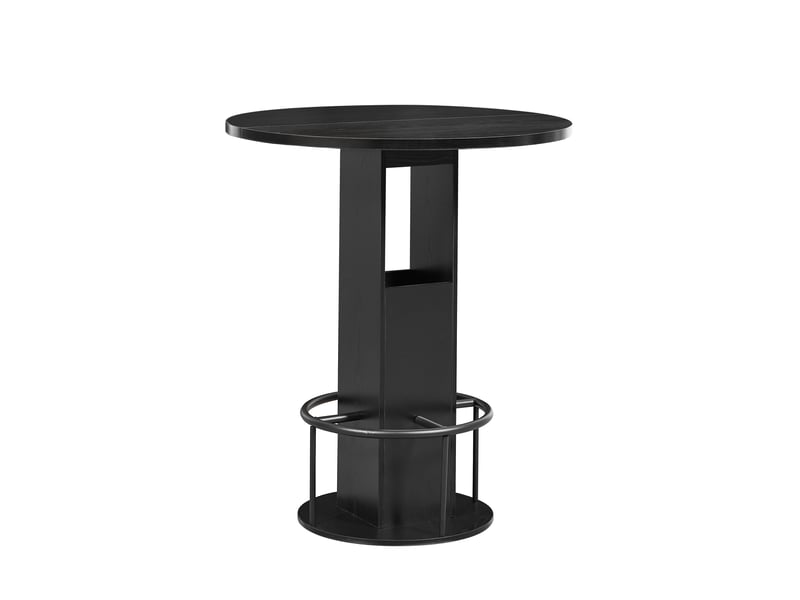  Ensemble table haute et deux tabourets, table de bar ronde noire de 80 cm avec rangement et repose-pieds en métal  - Conforama D